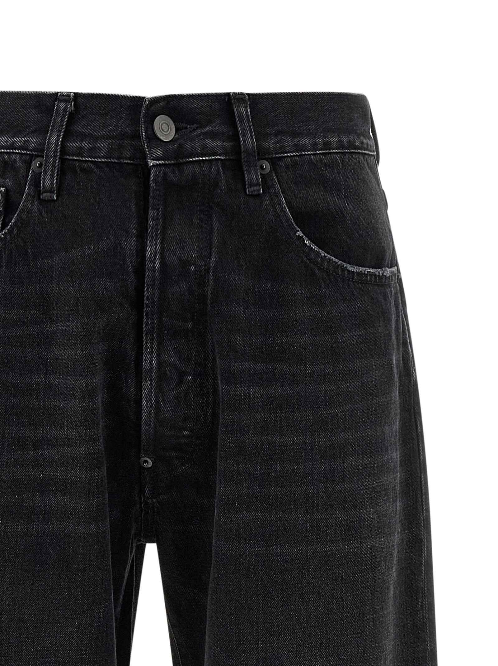 Black Cotton Straight-Leg Jeans
