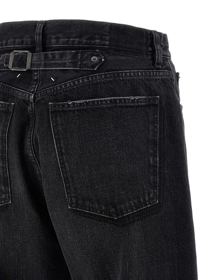 Black Cotton Straight-Leg Jeans