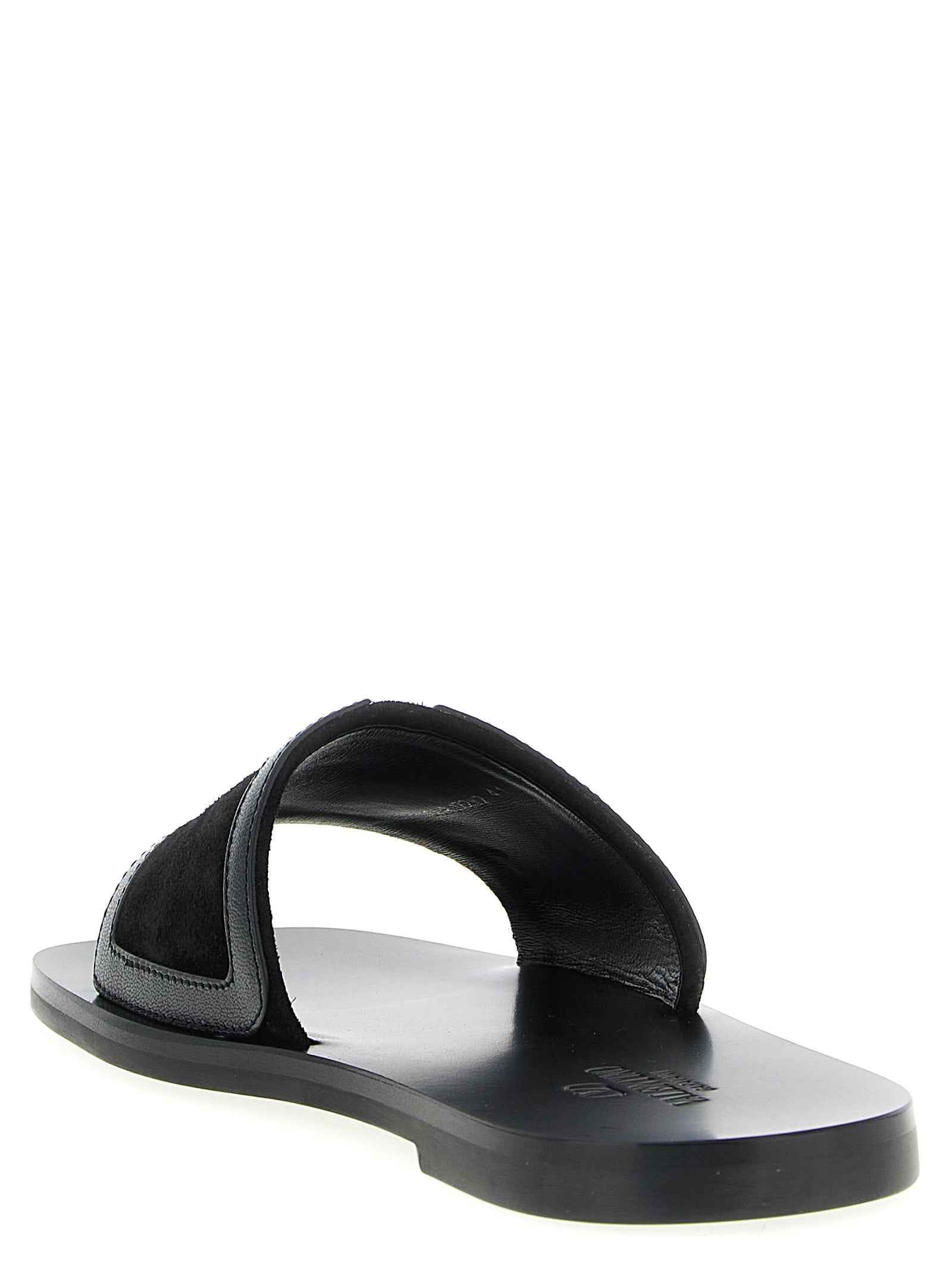 Black Calfskin Slides