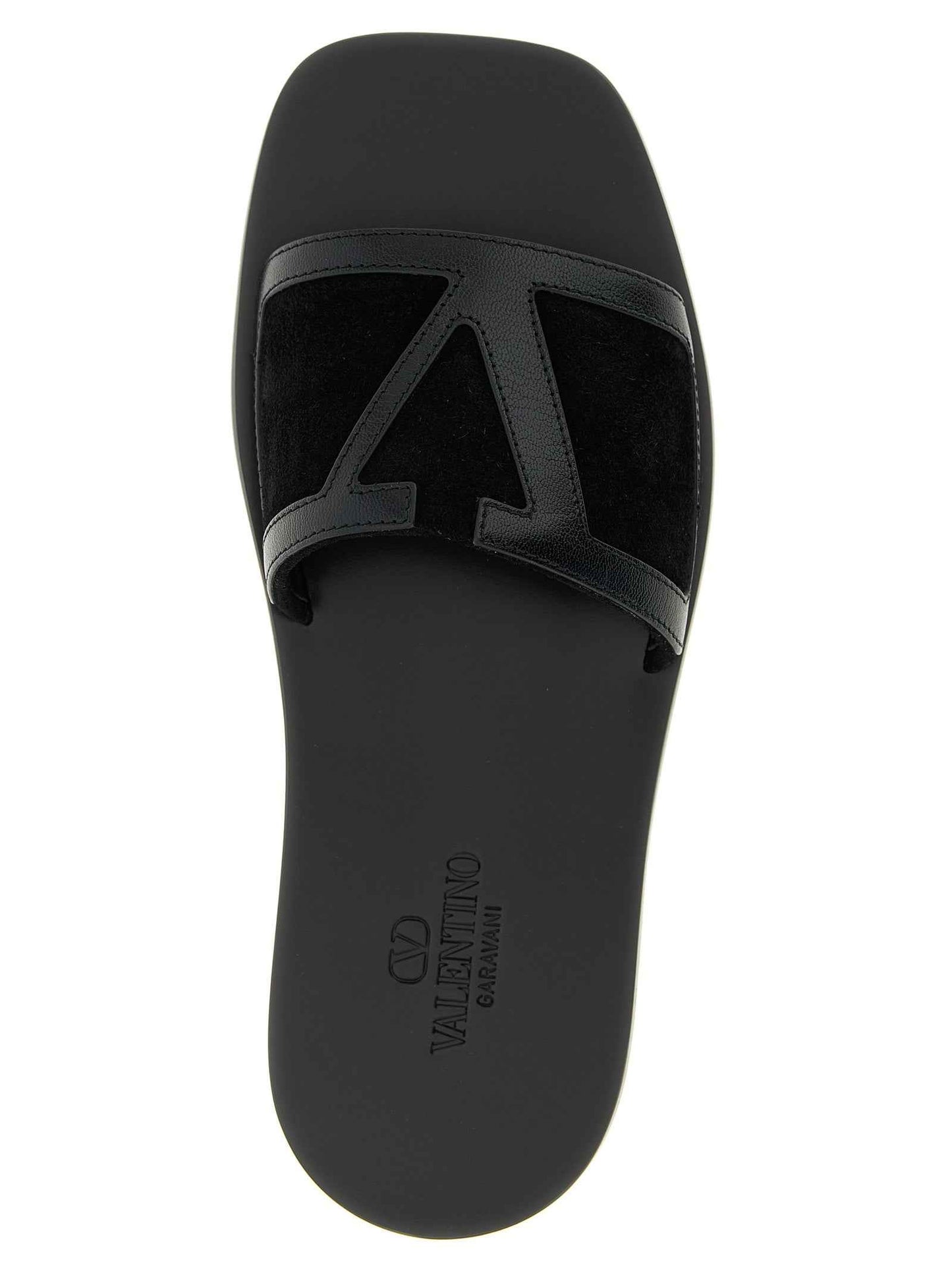 Black Calfskin Slides