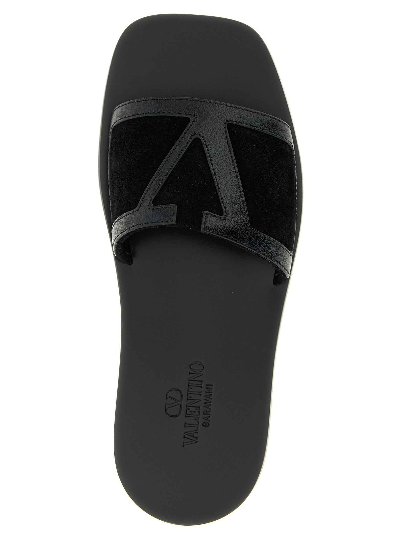 Black Calfskin Slides