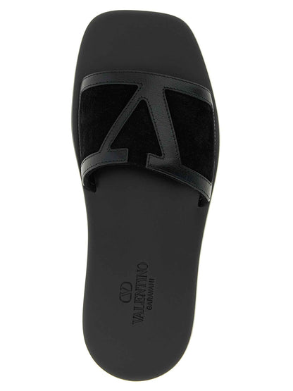 Black Calfskin Slides