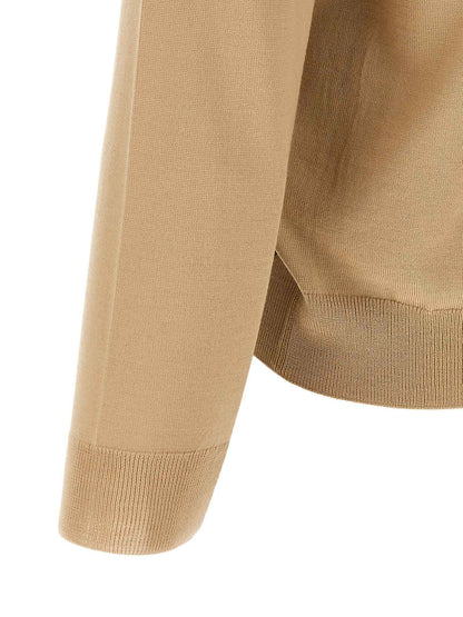 Beige Virgin Wool Cardigan