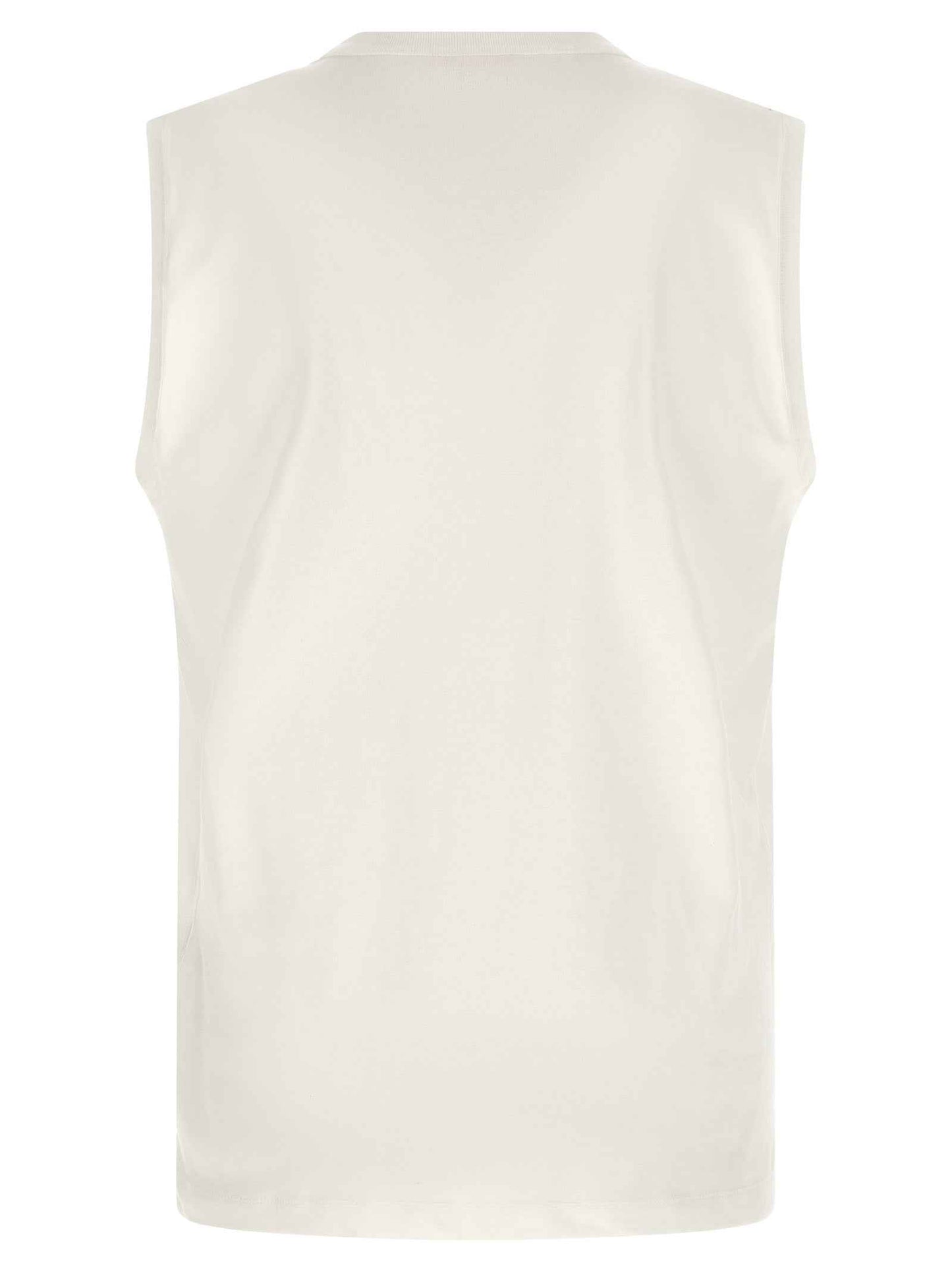 White Cotton Sleeveles T-Shirt