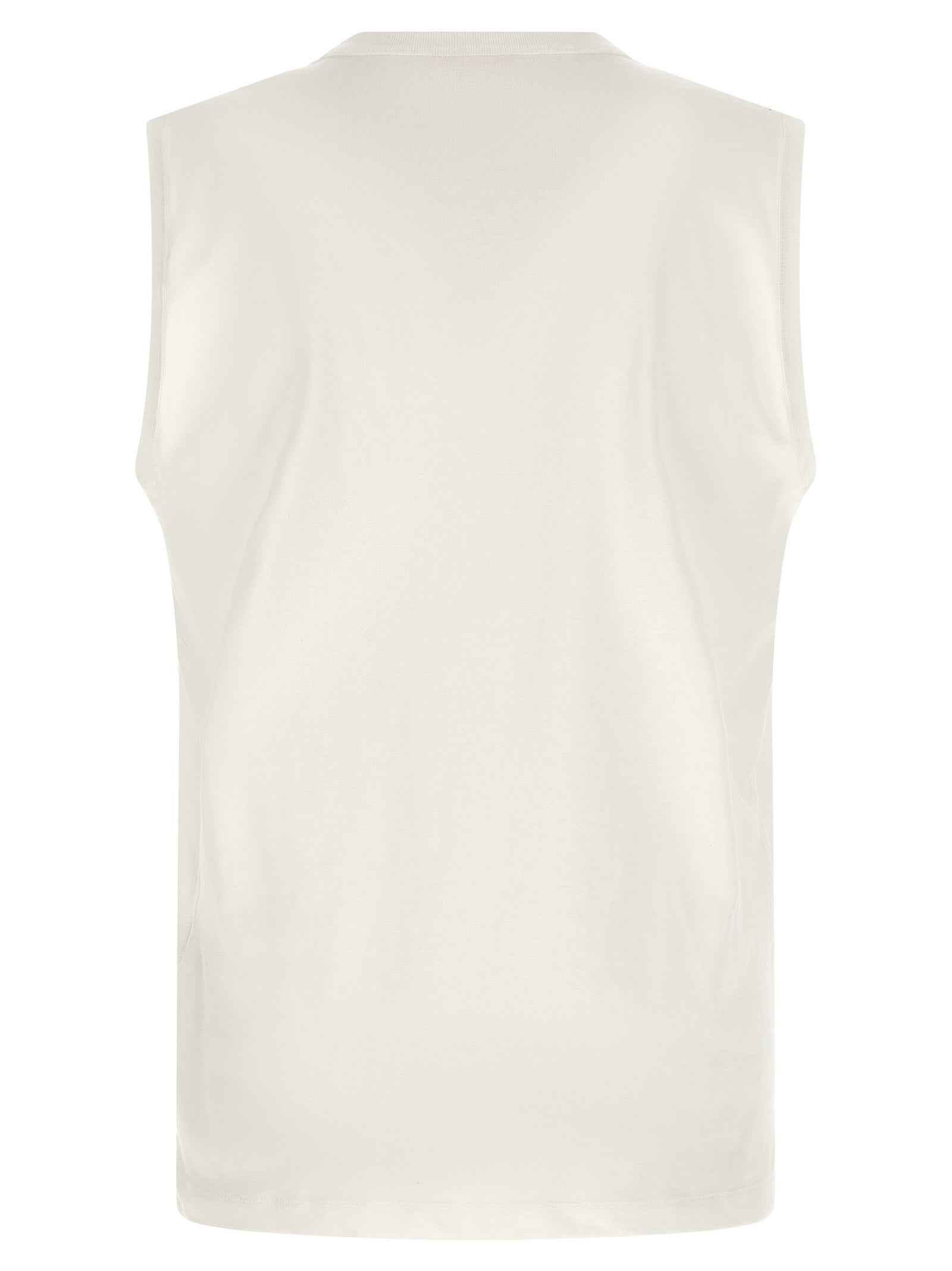 White Cotton Sleeveles T-Shirt