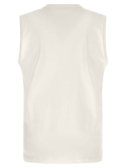 White Cotton Sleeveles T-Shirt
