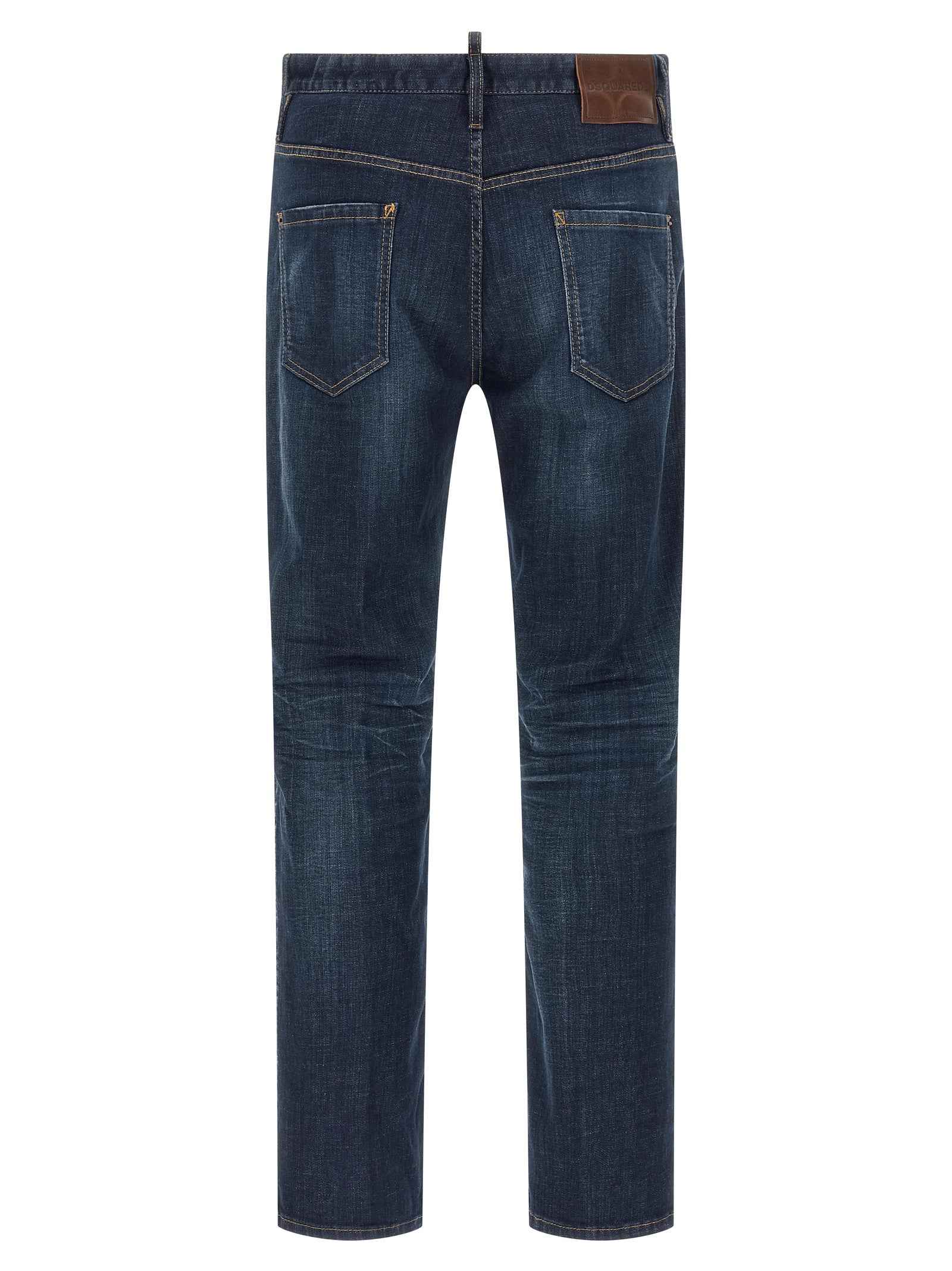 Blue Cotton Straight-Leg Jeans