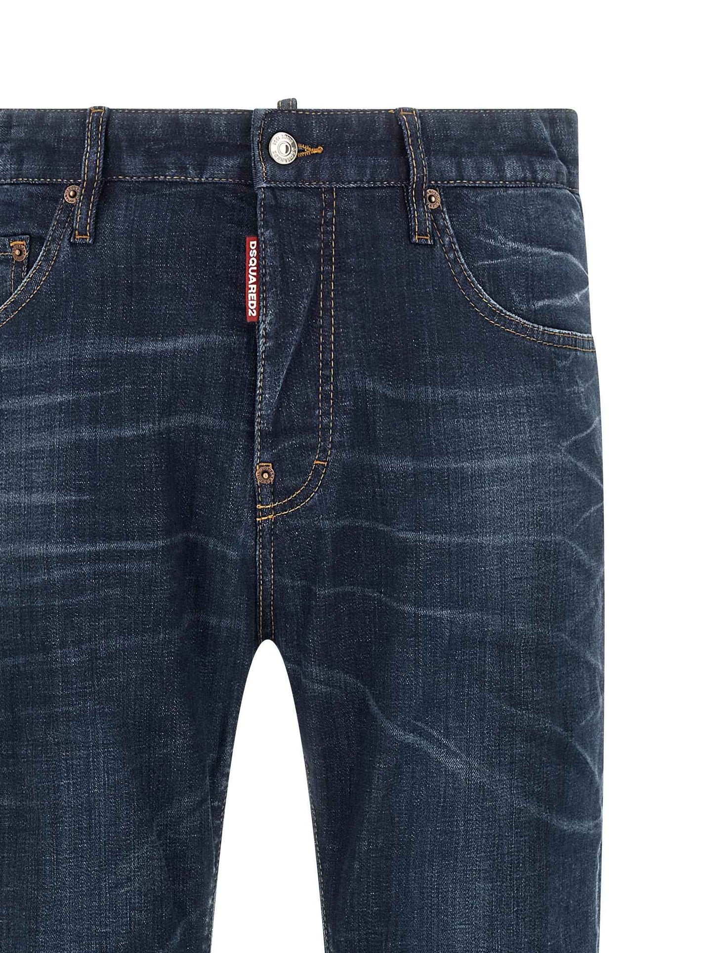 Blue Cotton Straight-Leg Jeans