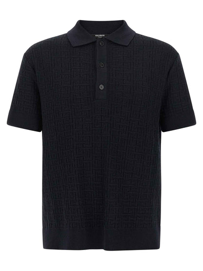 Blue Wool Polo Shirt