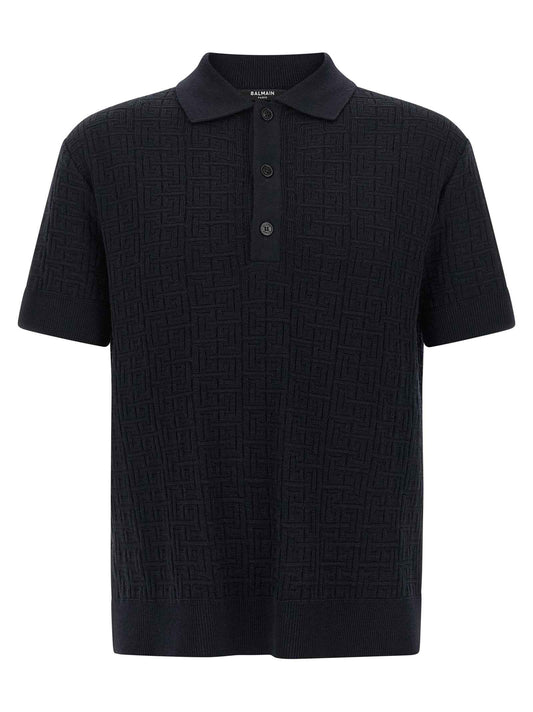 Blue Wool Polo Shirt