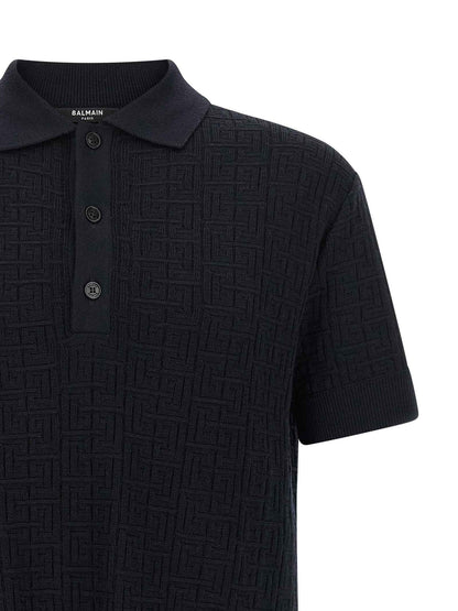 Blue Wool Polo Shirt