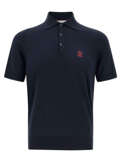 Blue Cotton Polo Shirt