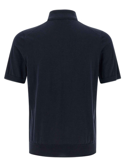 Blue Cotton Polo Shirt