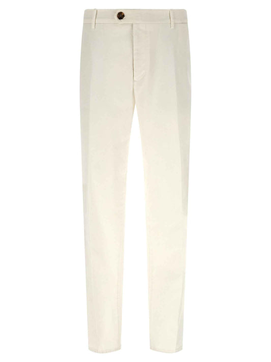 White Cotton Casual Pants
