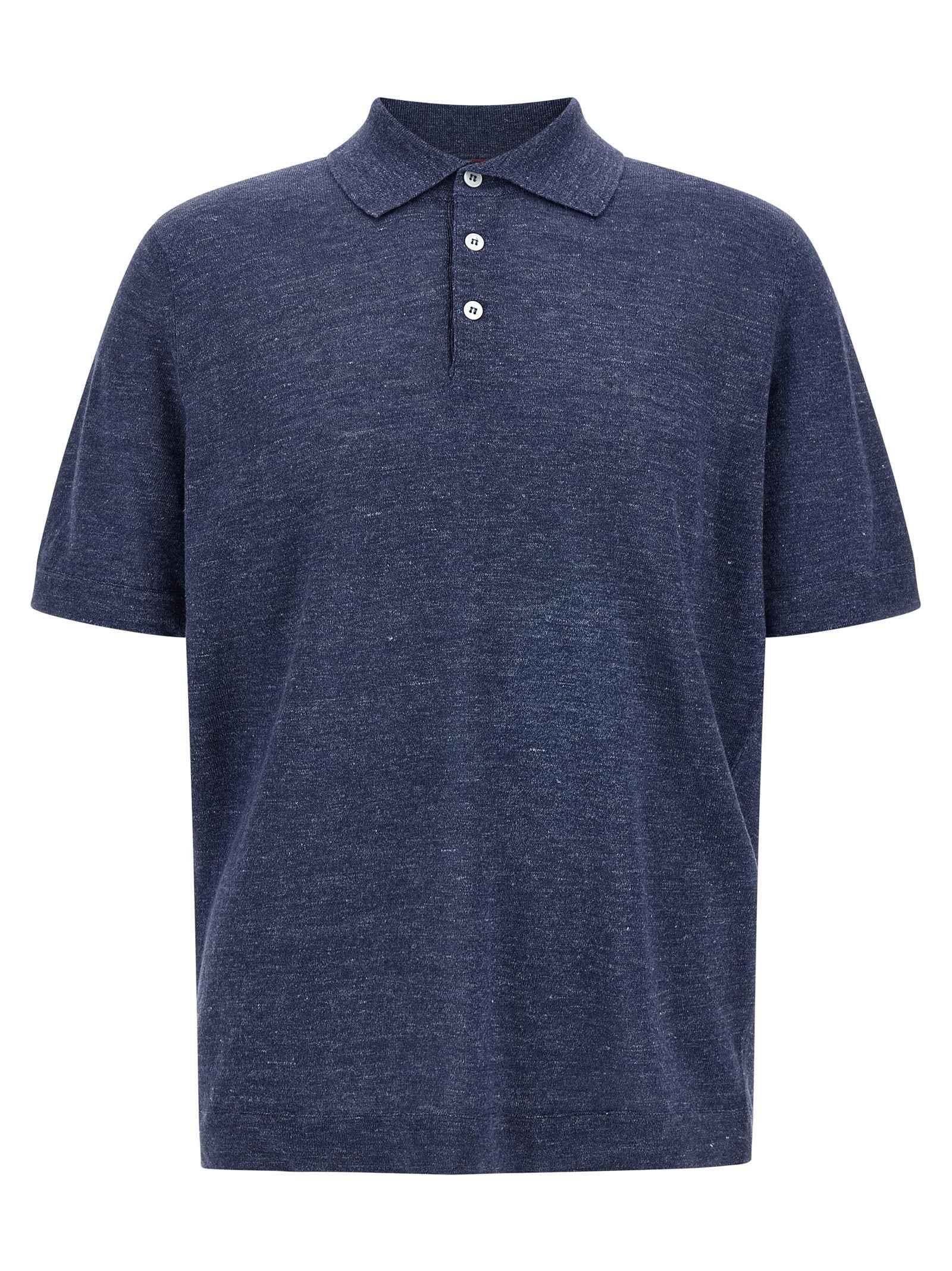 Blue Linen Polo Shirt