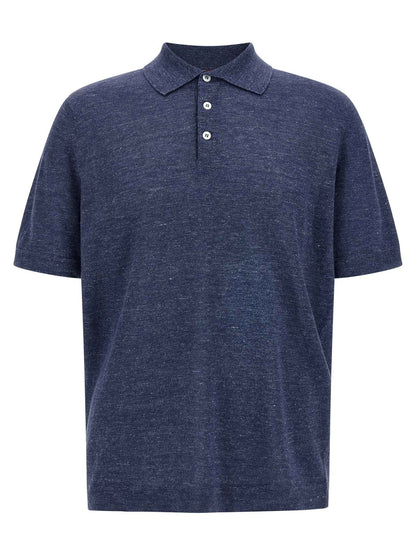 Blue Linen Polo Shirt