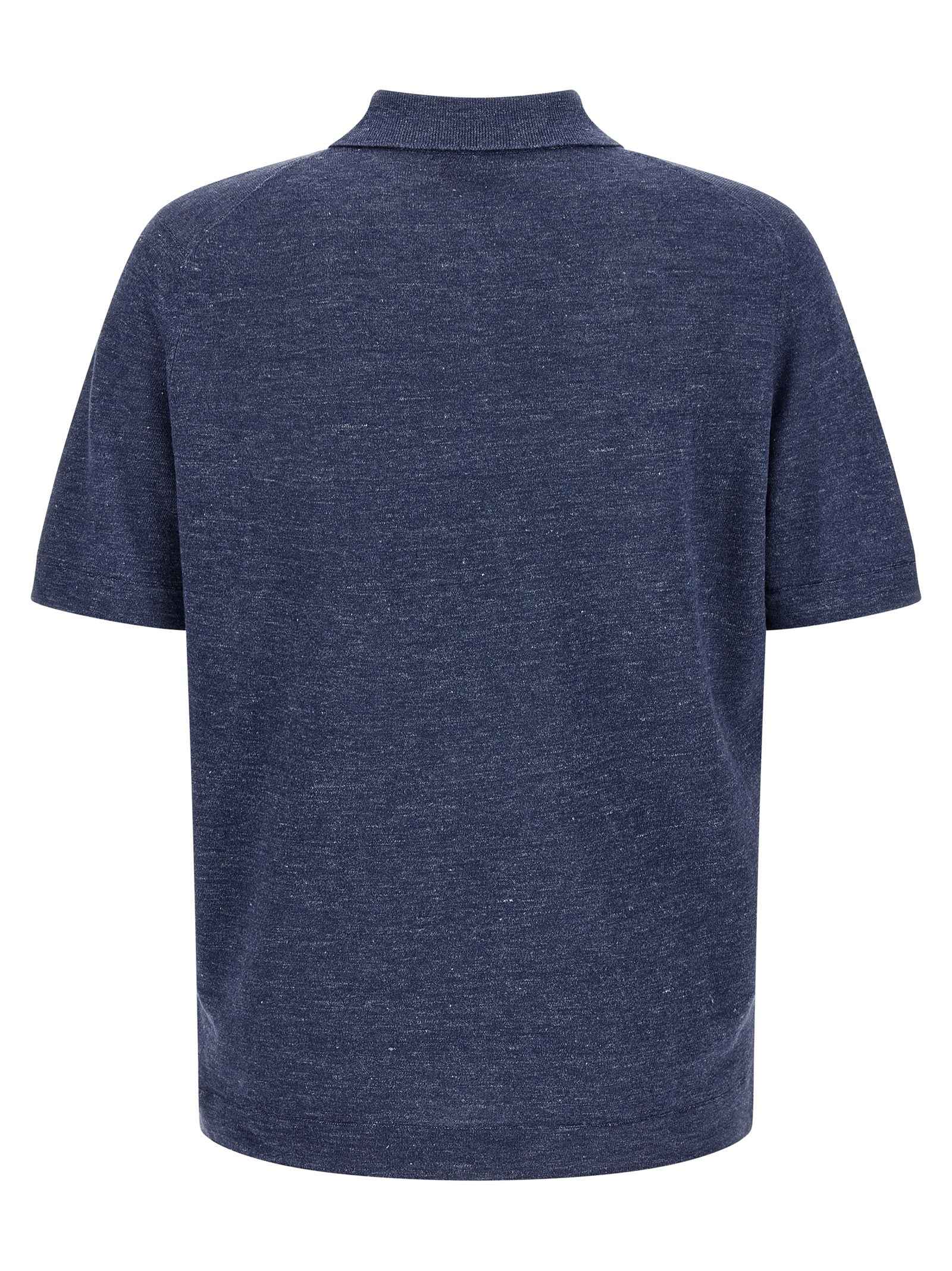 Blue Linen Polo Shirt