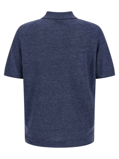 Blue Linen Polo Shirt