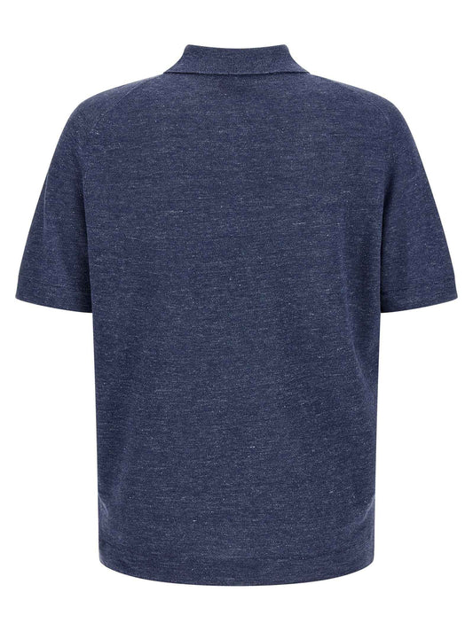 Blue Linen Polo Shirt