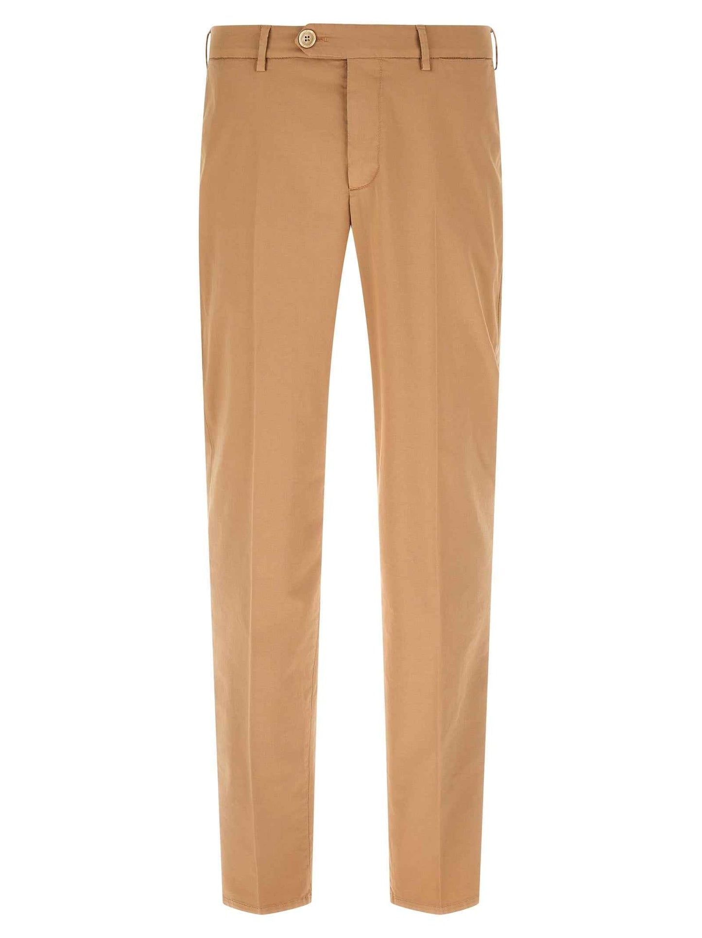 Beige Cotton Casual Pants