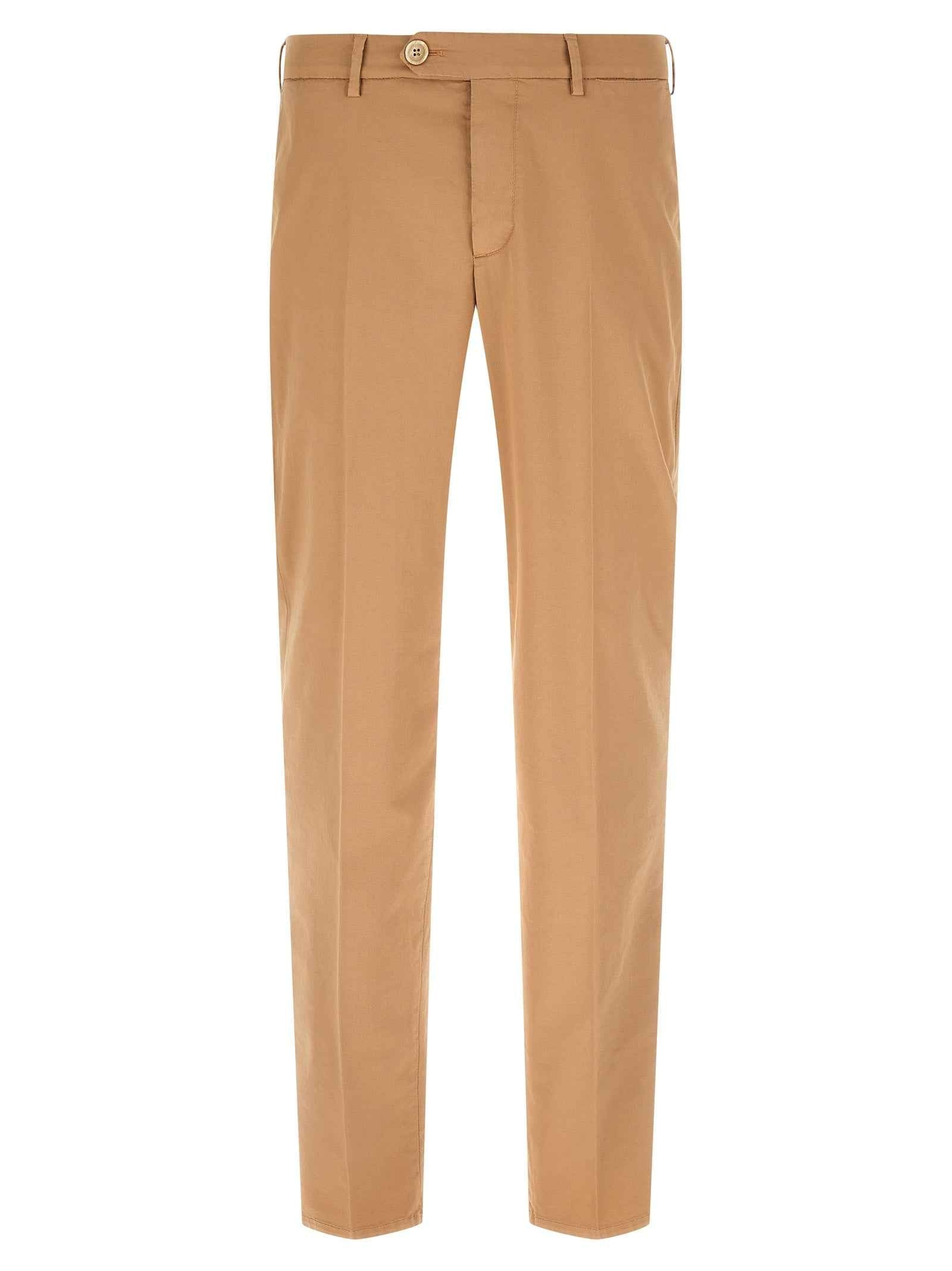 Beige Cotton Casual Pants
