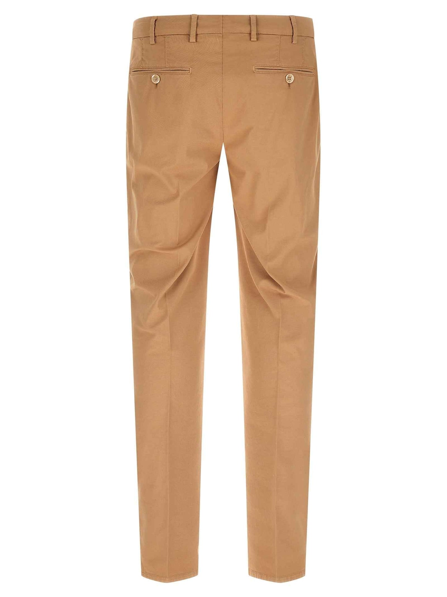 Beige Cotton Casual Pants
