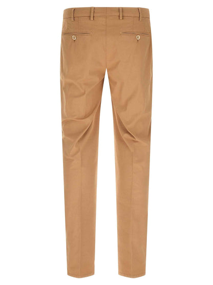Beige Cotton Casual Pants