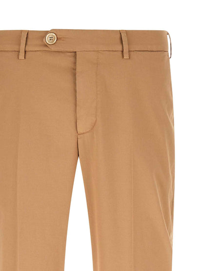 Beige Cotton Casual Pants