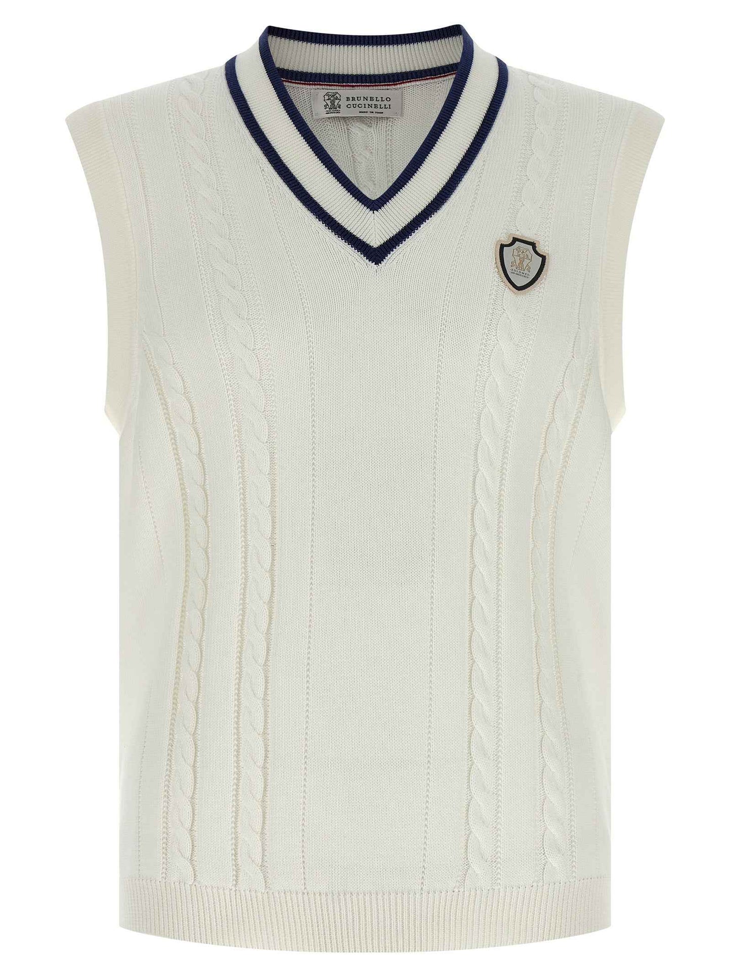White Cotton Sleeveles Sweater