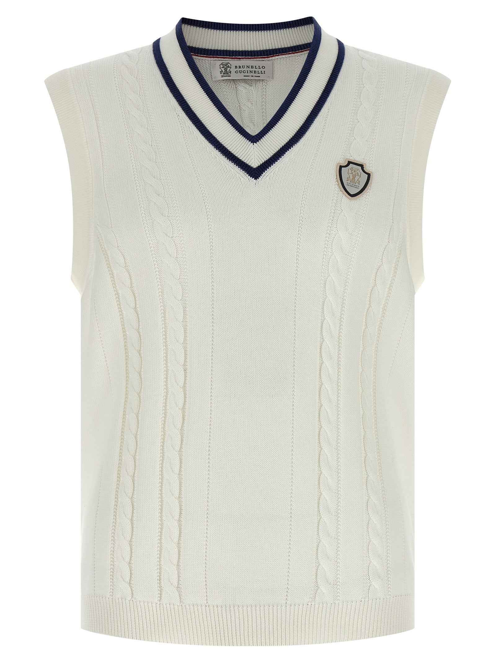 White Cotton Sleeveles Sweater