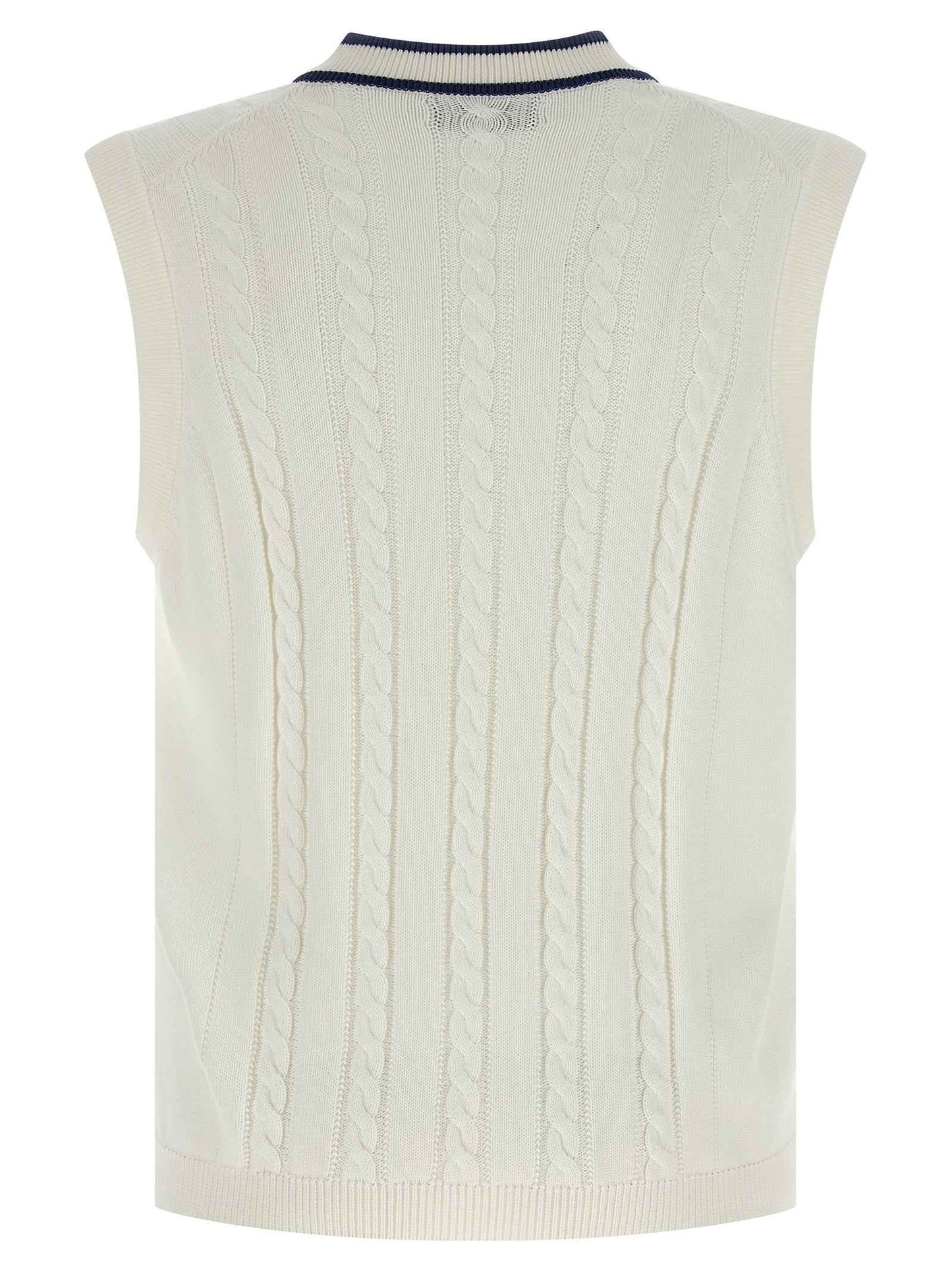 White Cotton Sleeveles Sweater