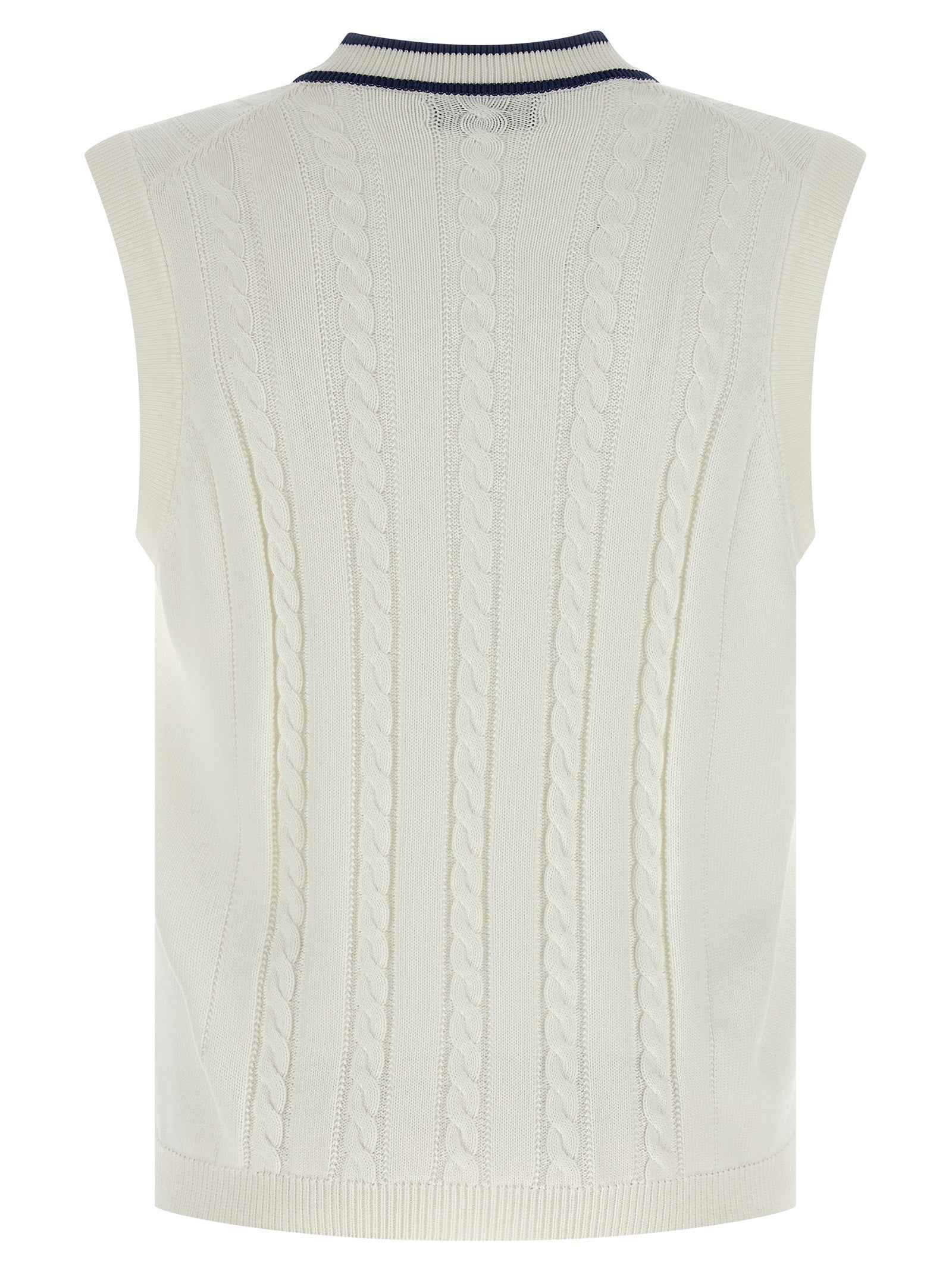 White Cotton Sleeveles Sweater