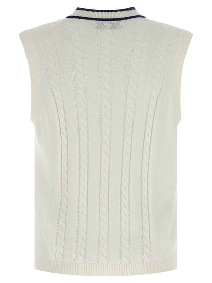 White Cotton Sleeveles Sweater