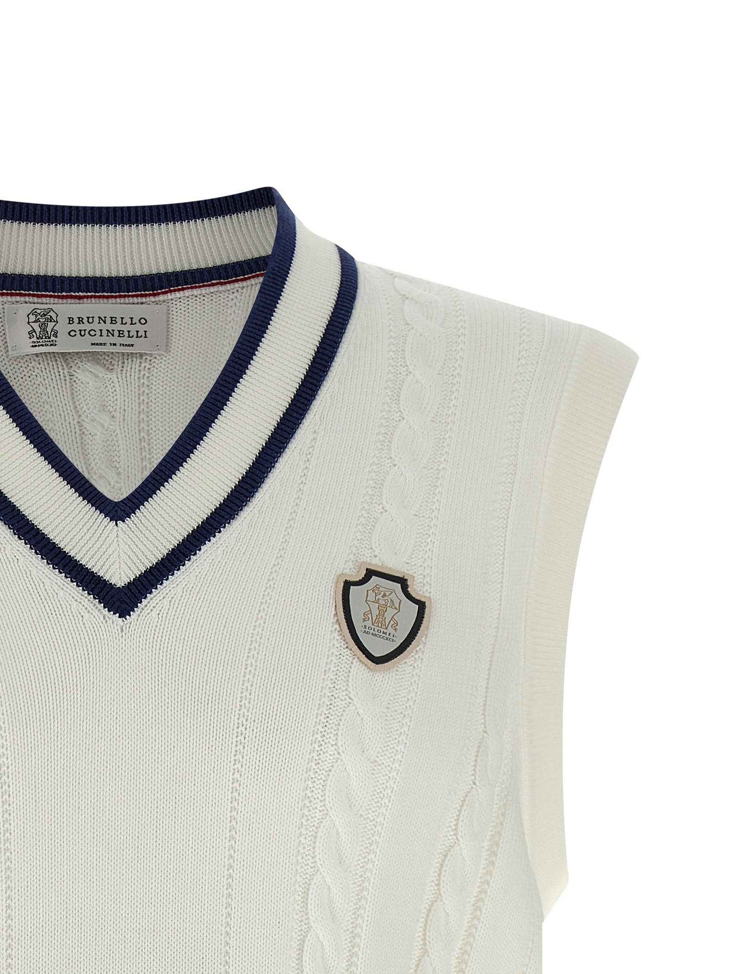 White Cotton Sleeveles Sweater