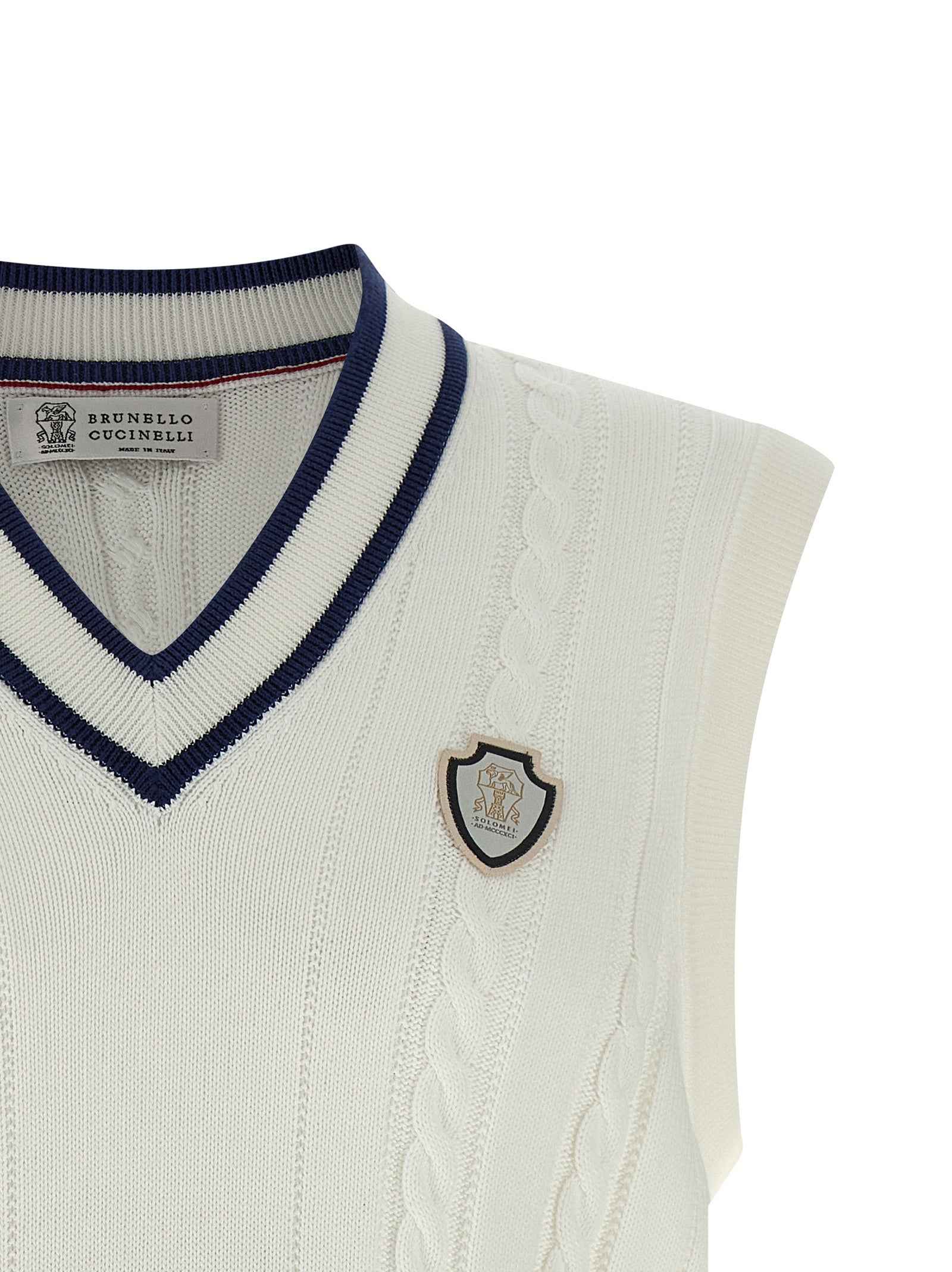 White Cotton Sleeveles Sweater