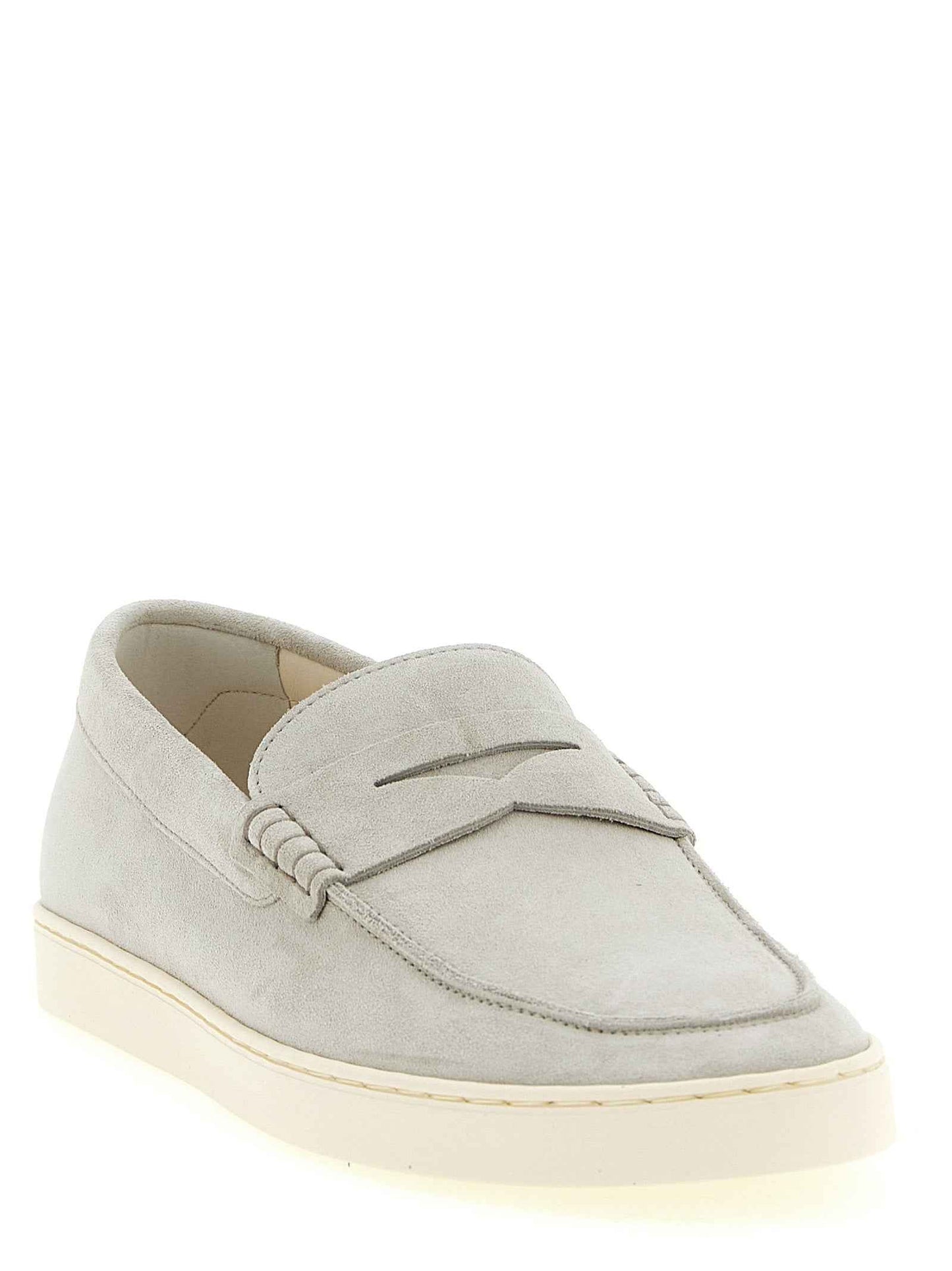 Gray Calfskin Slip-On Loafers