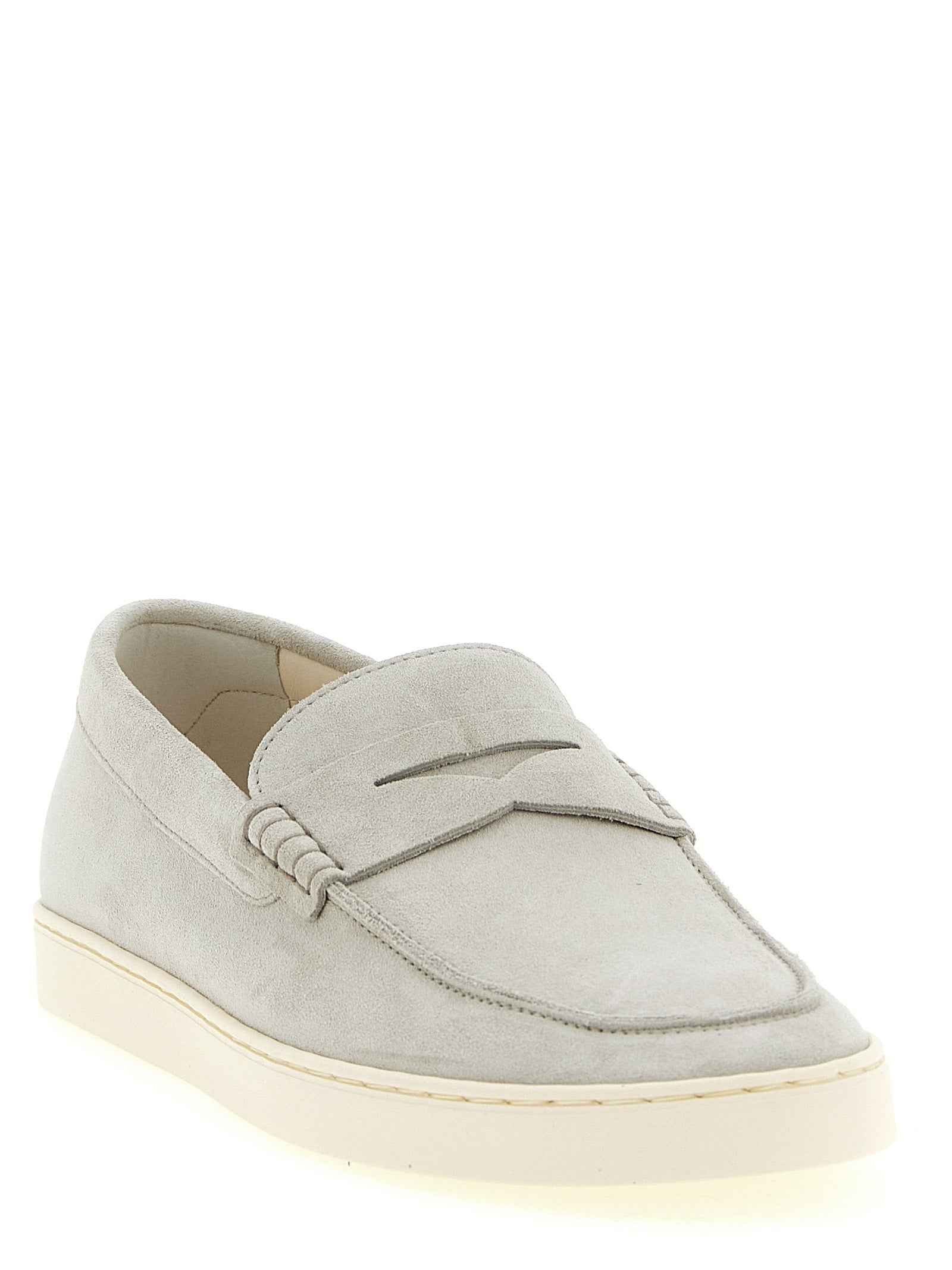 Gray Calfskin Slip-On Loafers