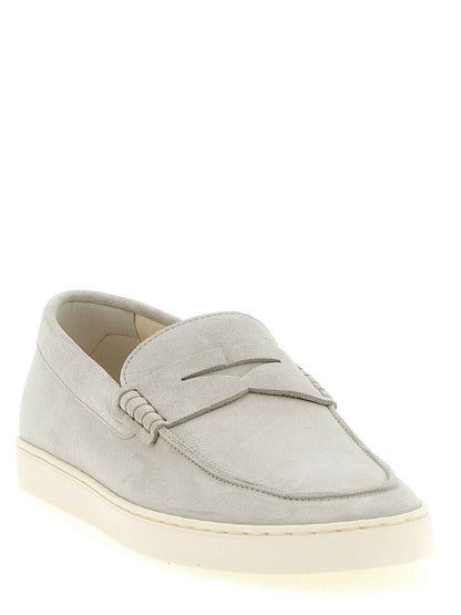 Gray Calfskin Slip-On Loafers