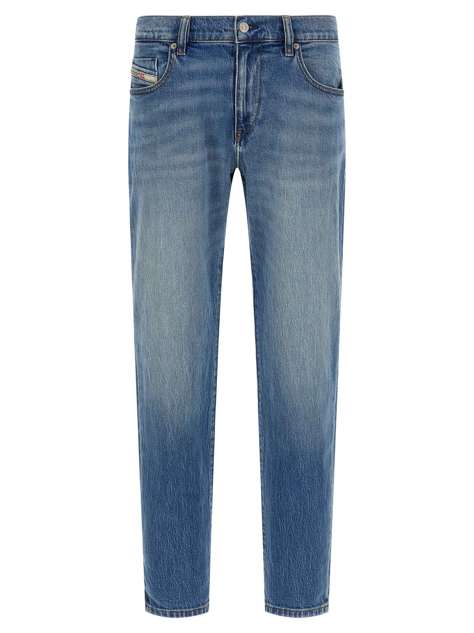 Blue Cotton Straight-Leg Jeans