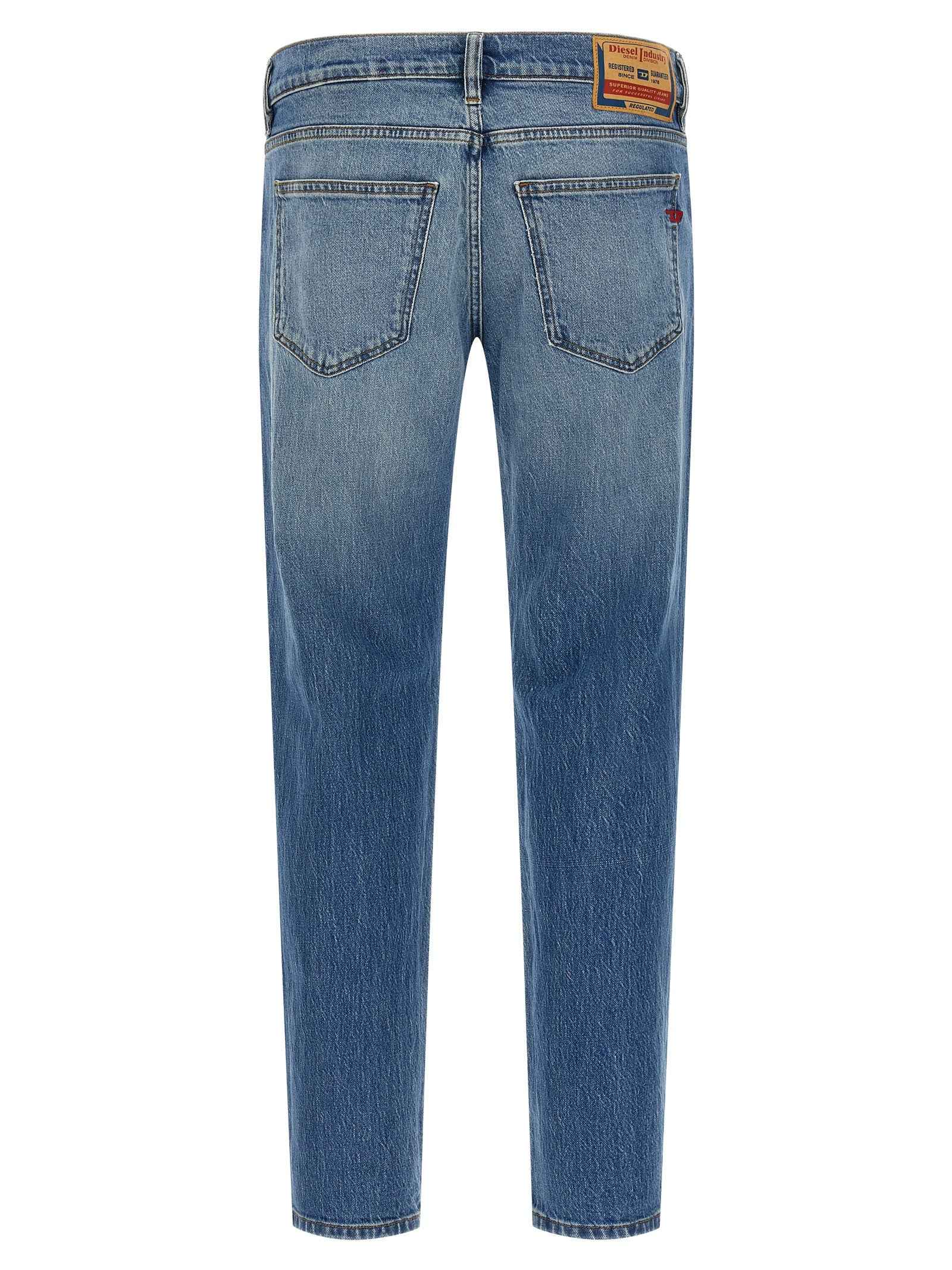 Blue Cotton Straight-Leg Jeans