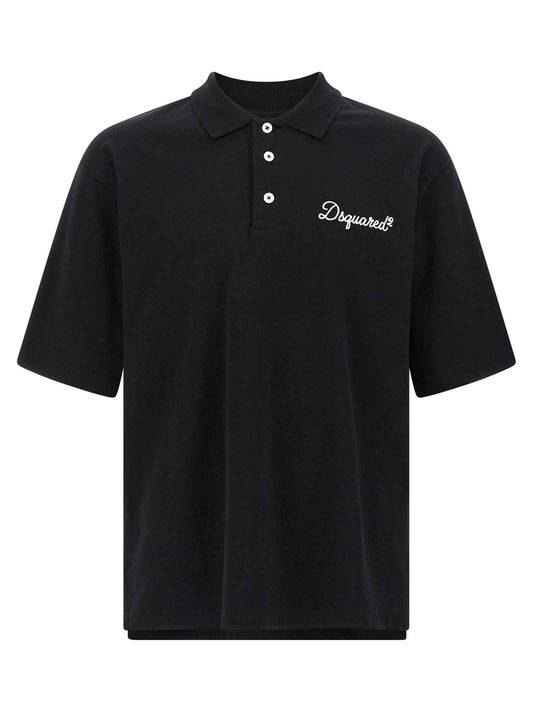 Black Cotton Polo Shirt