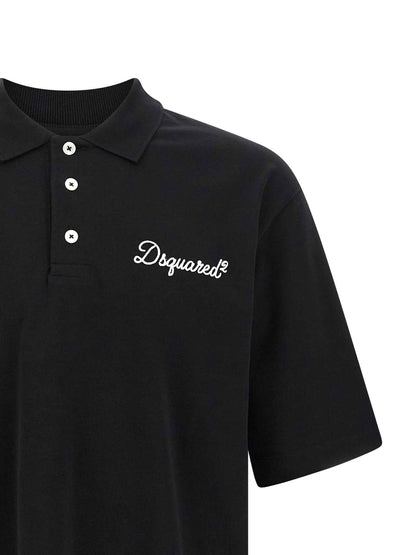 Black Cotton Polo Shirt