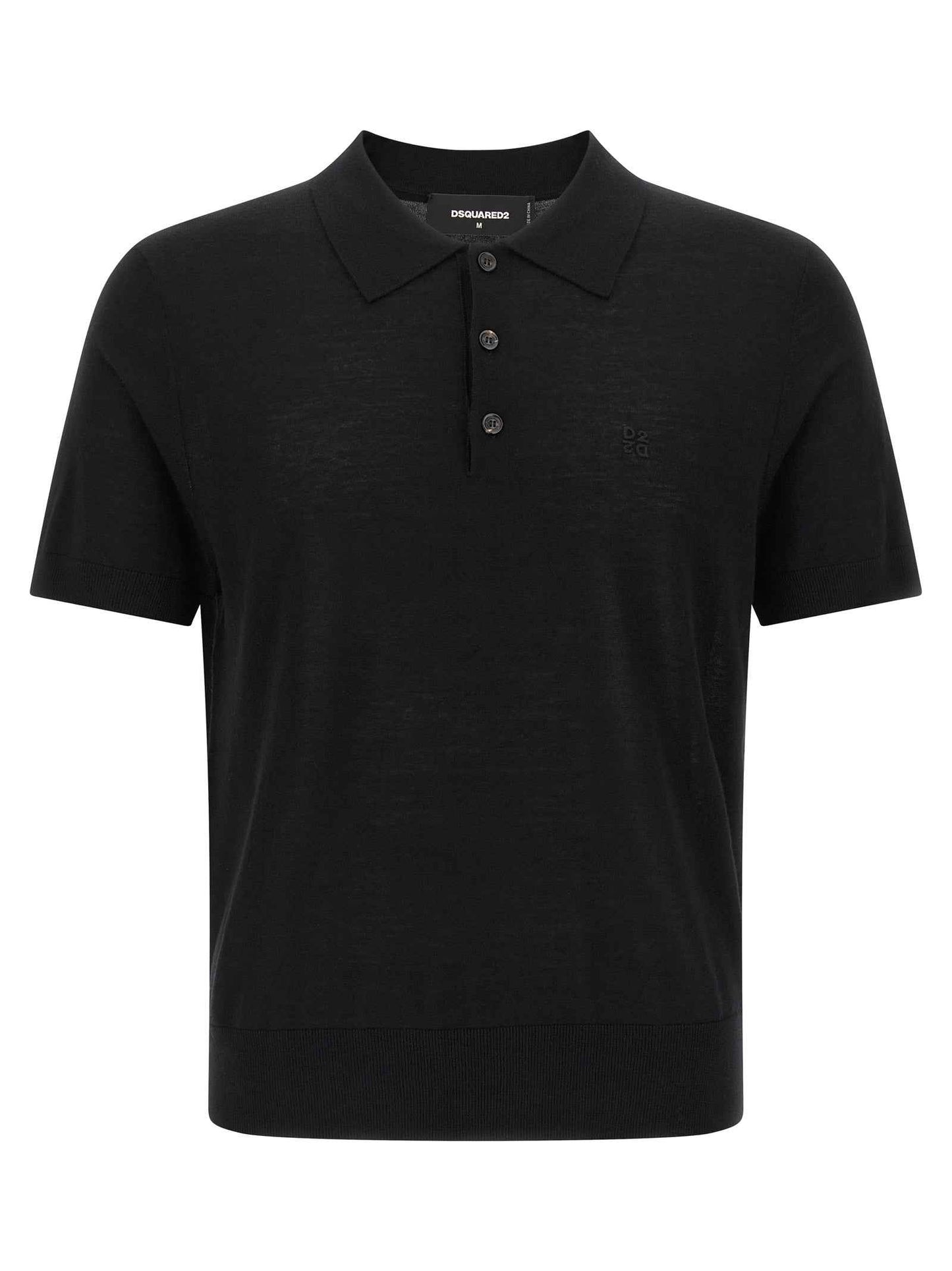 Black Wool Polo Shirt