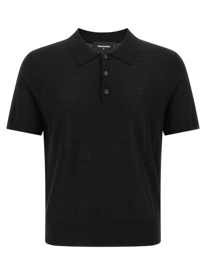 Black Wool Polo Shirt