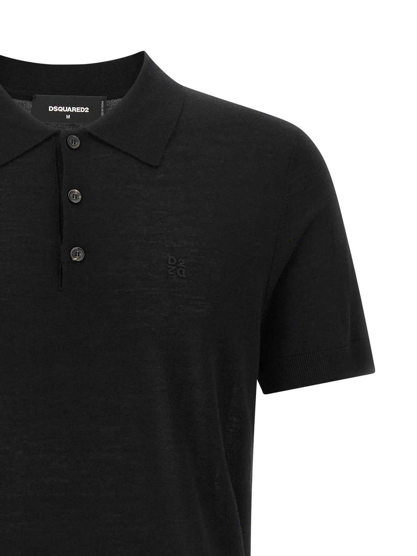 Black Wool Polo Shirt