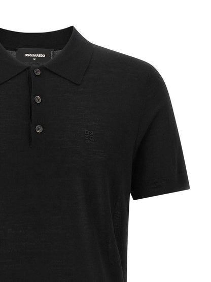 Black Wool Polo Shirt