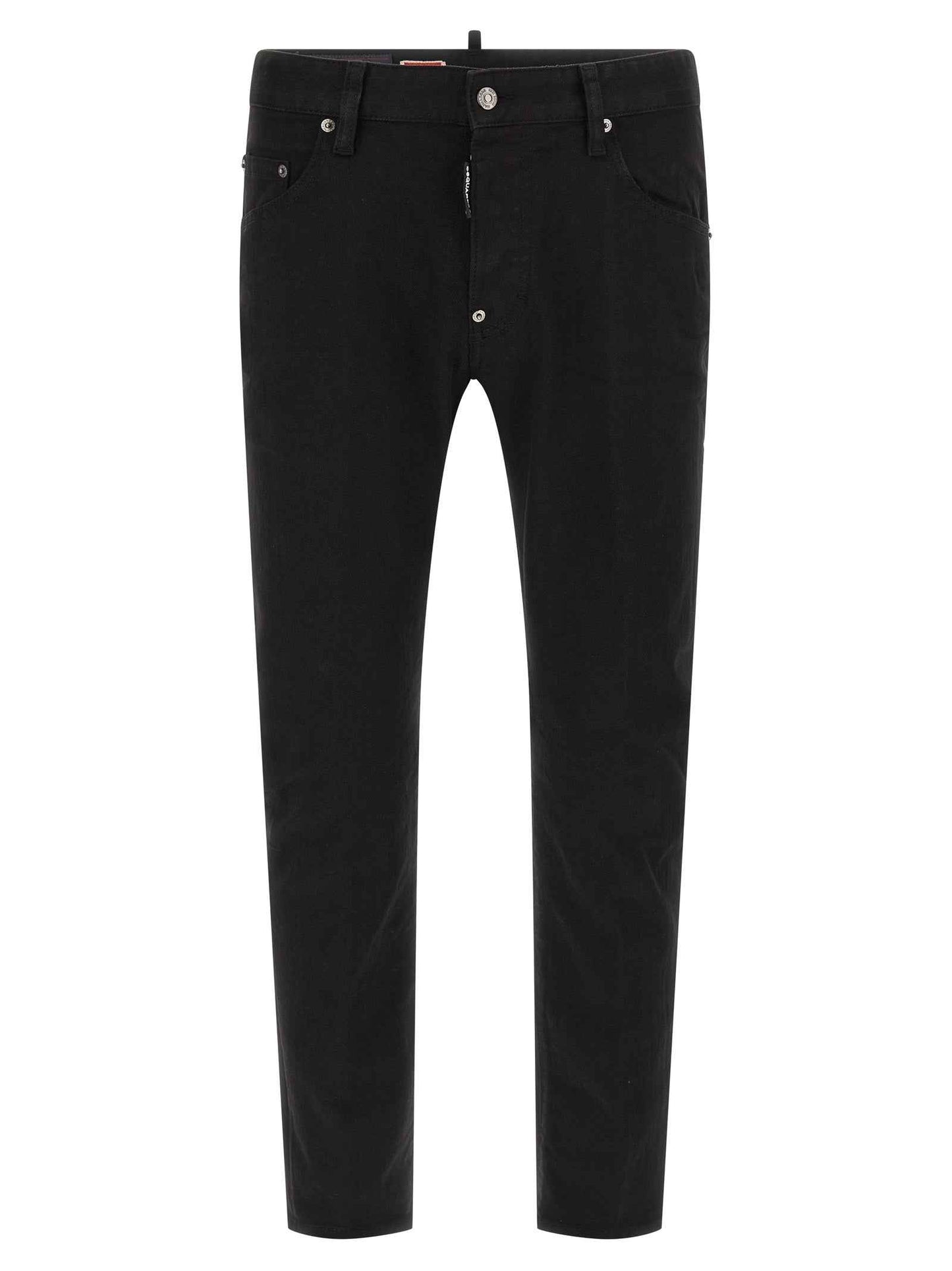 Black Cotton Straight-Leg Jeans