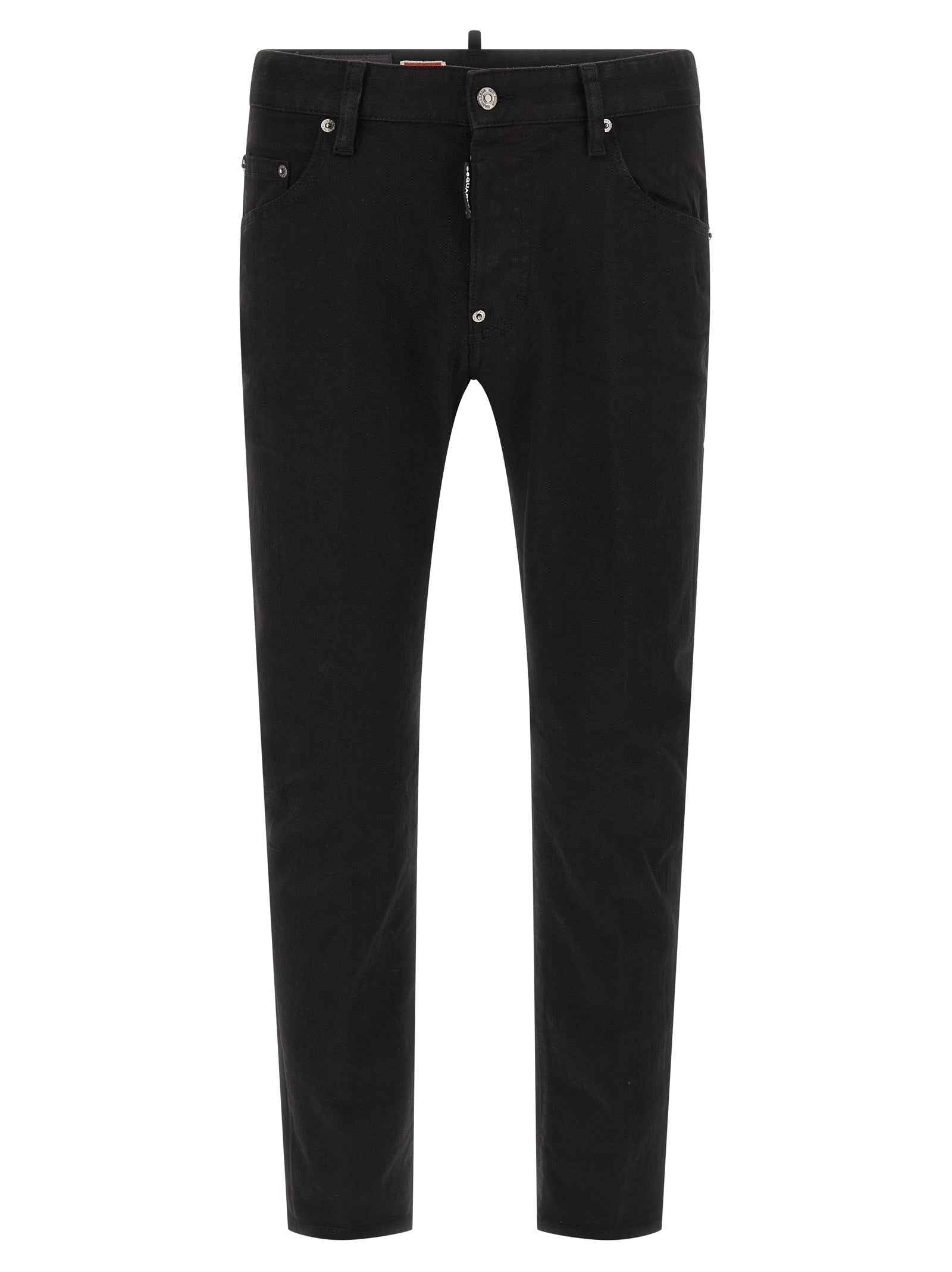 Black Cotton Straight-Leg Jeans
