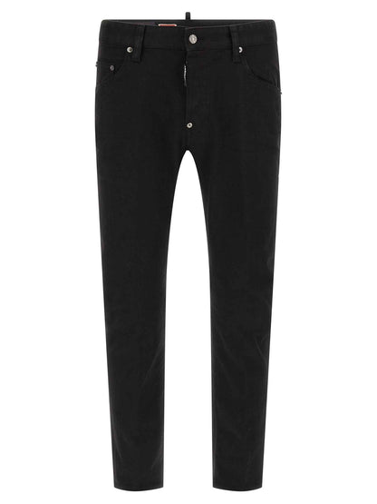 Black Cotton Straight-Leg Jeans