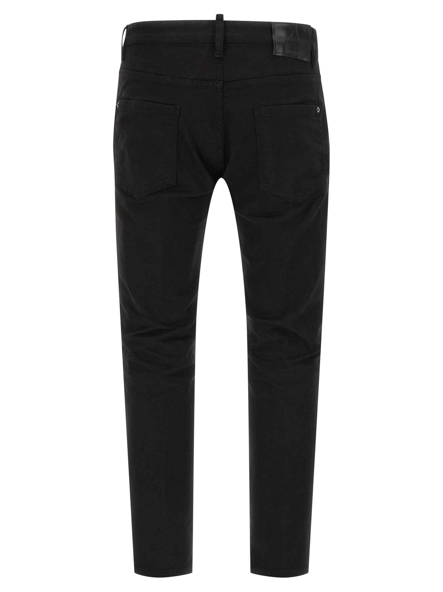 Black Cotton Straight-Leg Jeans
